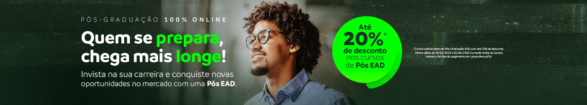 banner da hero com informações sobre curso de pós graduação upf